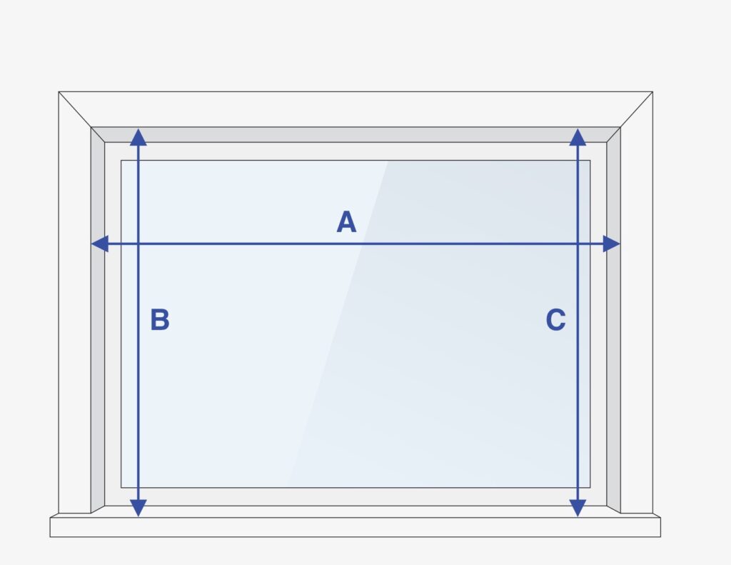 Inside window frame Measurement sizes used by Iconic Shade for precise window fitting